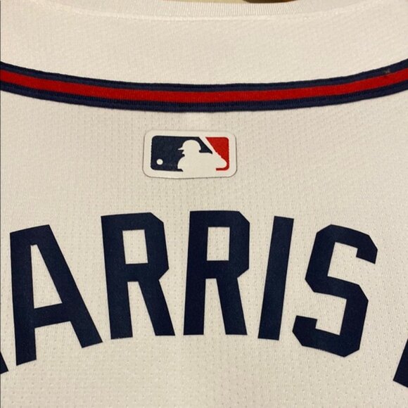 White Braves Baseball Jersey Harris Il. - Picture 4 of 9